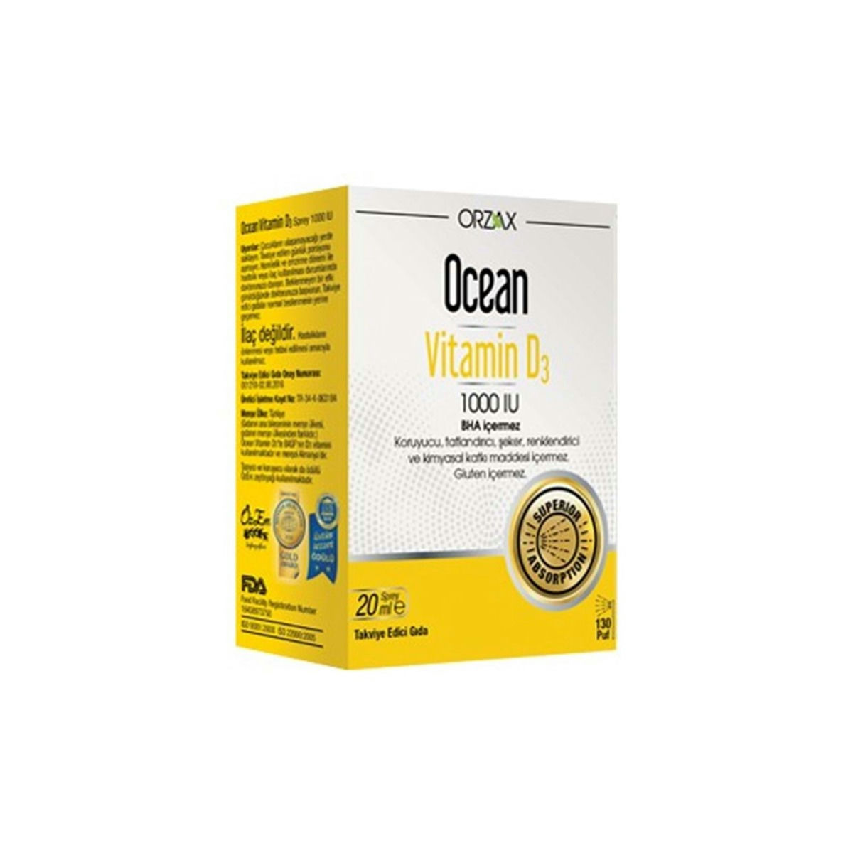 OCEAN VITAMIN D3 SPREY 1000 IU 20 ml şişe