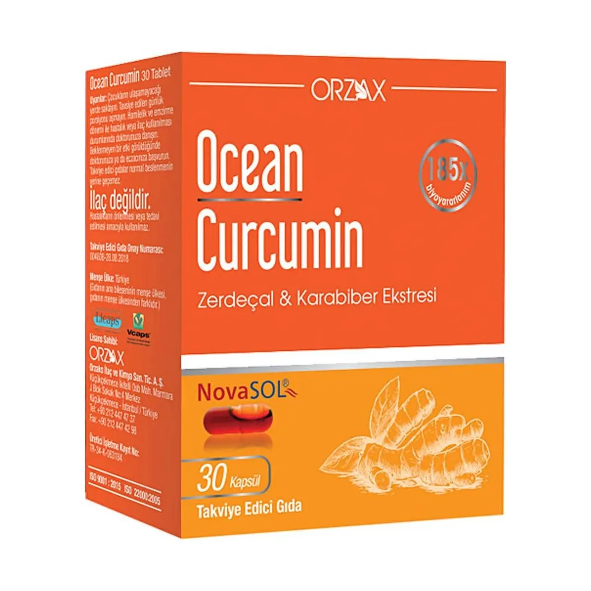 OCEAN CURCUMIN LICAPS TAKVIYE EDICI GIDA 30 kapsül