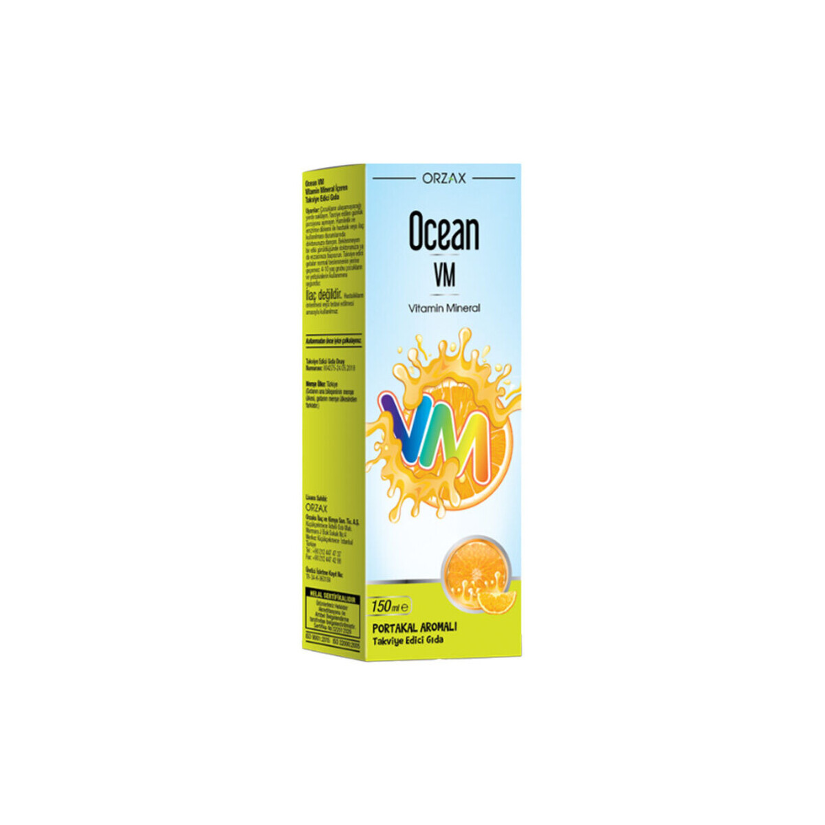 OCEAN VM VITAMIN MINERAL PORTAKAL AROMALI TAKVIYE EDICI GIDA 150 ml şişe