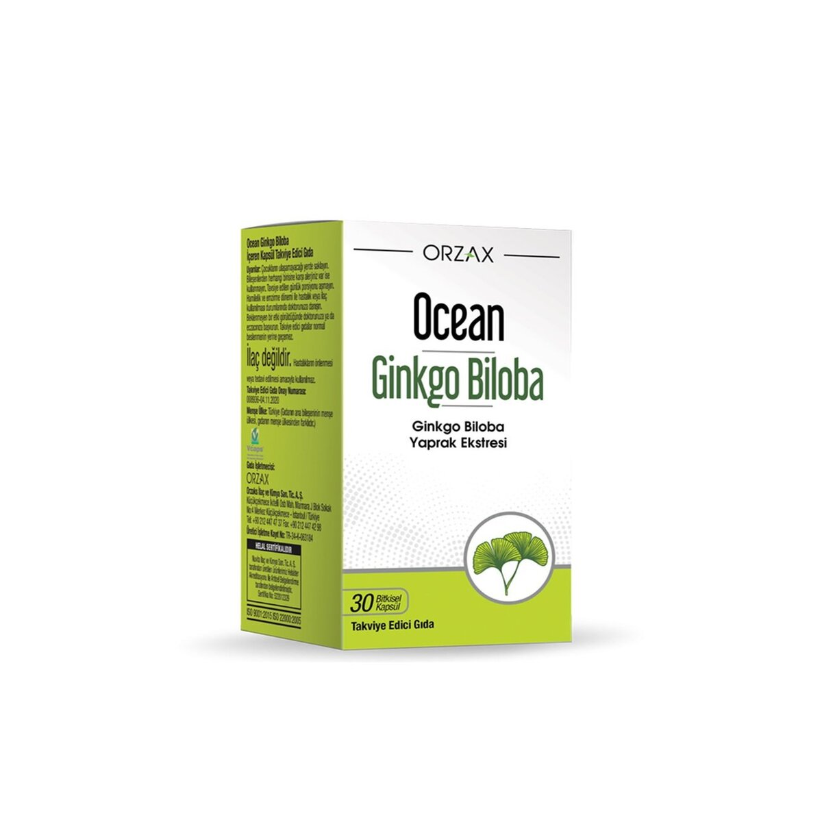 OCEAN GINKGO BILOBA YAPRAK EKSTRESI ICEREN TAKVIYE EDICI GIDA 120 mg 30 kapsül