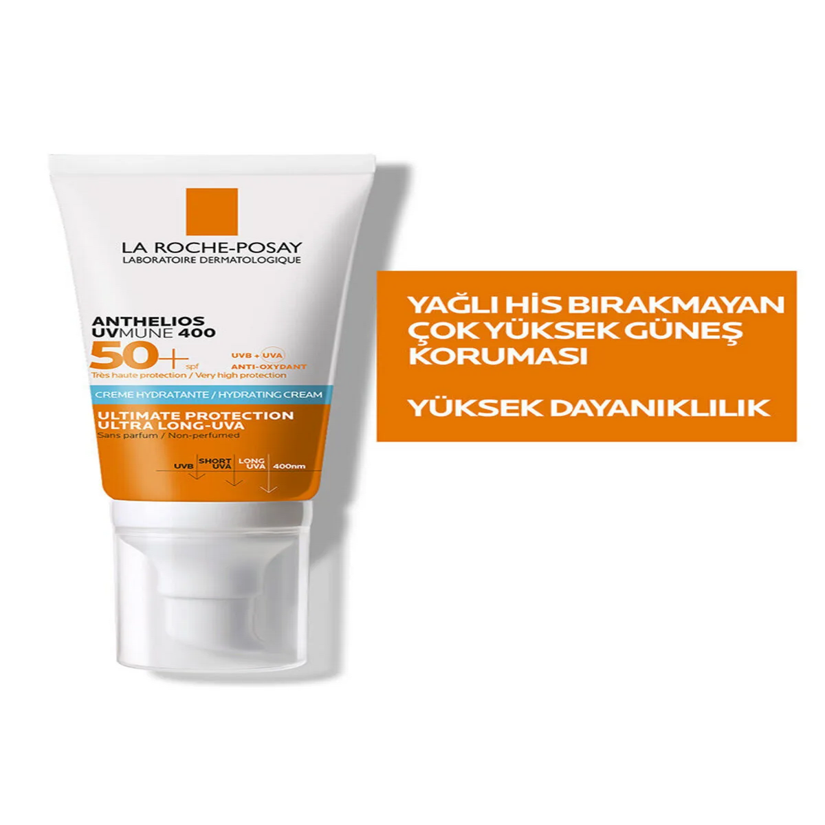 La Roche Posay Anthelios Uvmune Ultra Creme Renkli SP50+ Tüm Cilt Tipleri İçin Güneş Koruyucu Yüz Kremi, En Uzun UV Işınlarına Karşı En Etkili Filtre 50ml