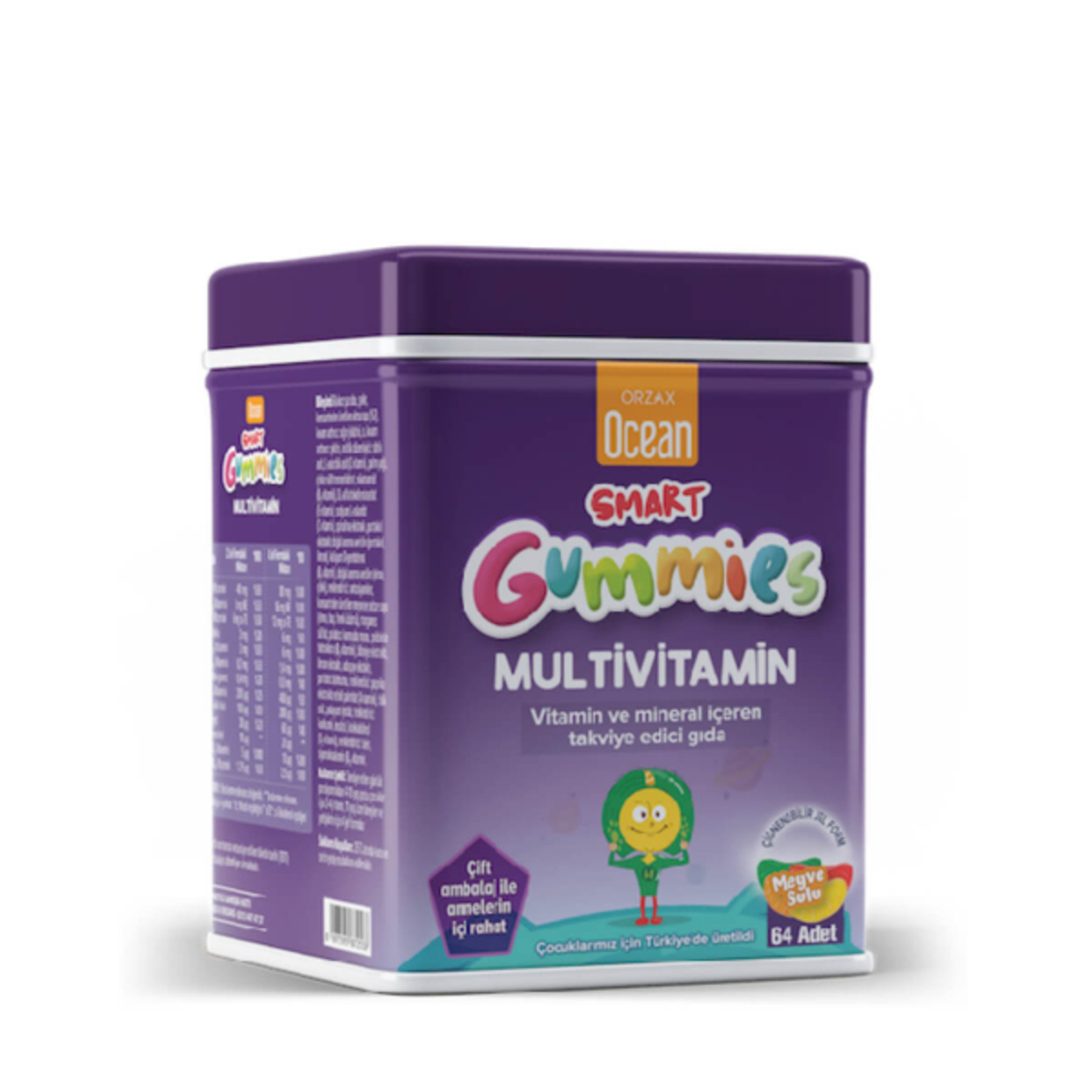 OCEAN SMART GUMMIES MULTIVITAMIN VITAMIN VE MINERAL ICEREN TAKVIYE EDICI GIDA 64 çiğnenebilir jel form