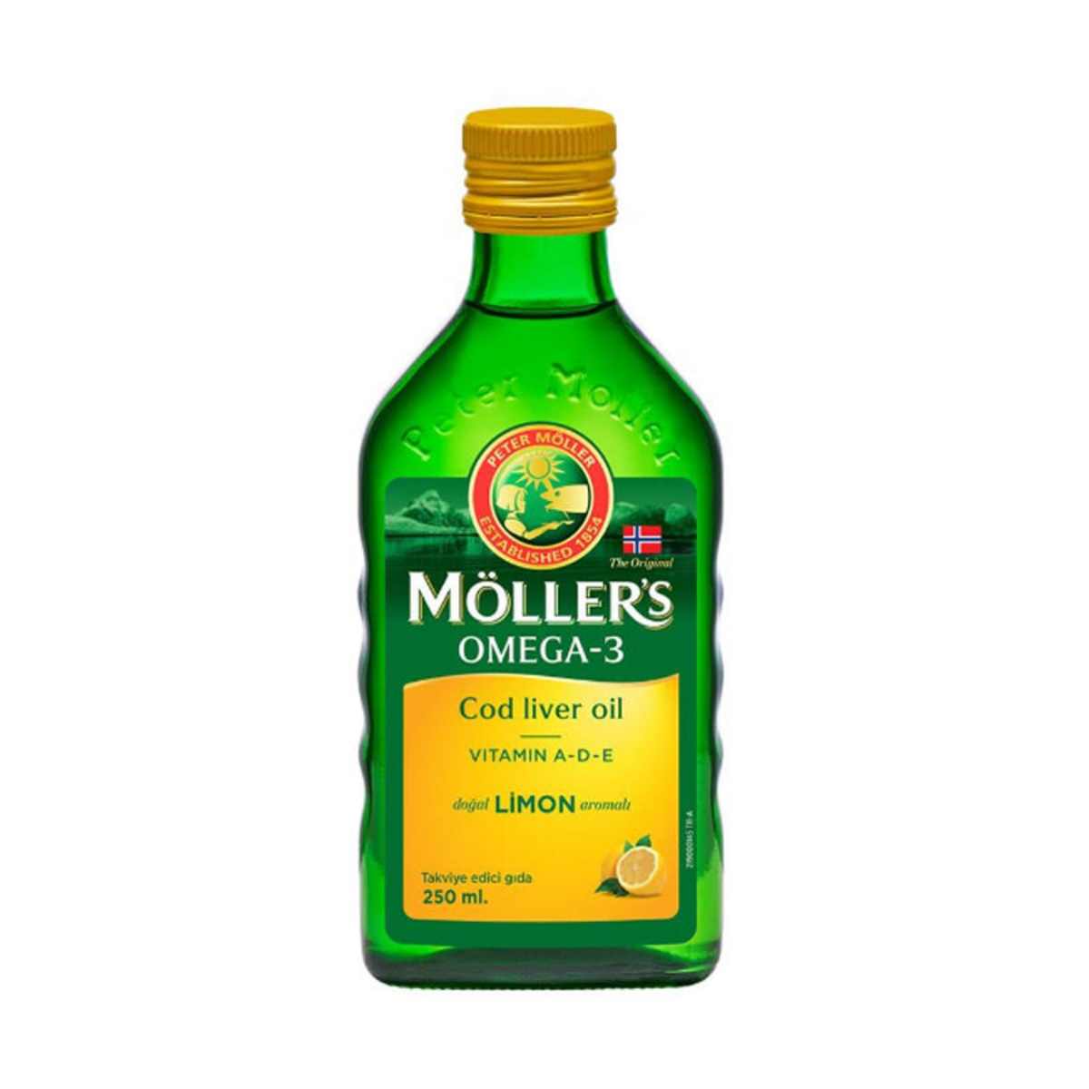 MOLLERS COD LIVER OIL OMEGA-3 ICEREN LIMON AROMALI TAKVIYE EDICI GIDA 250 ml şişe