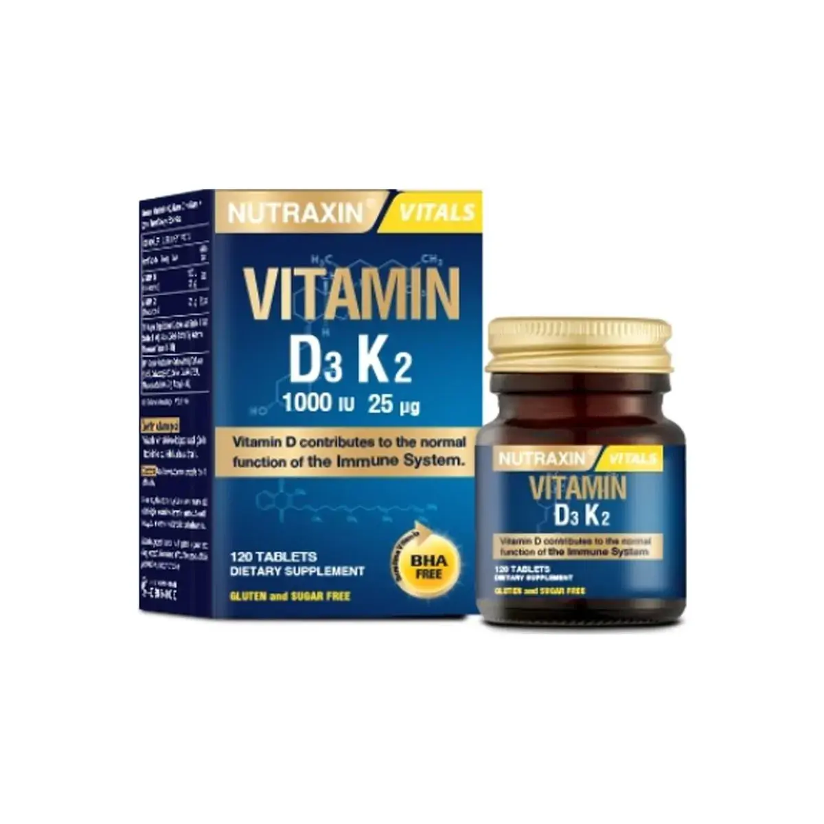 NUTRAXIN VITAMIN D3K2 ICEREN TAKVIYE EDICI GIDA TABLET 120 tablet